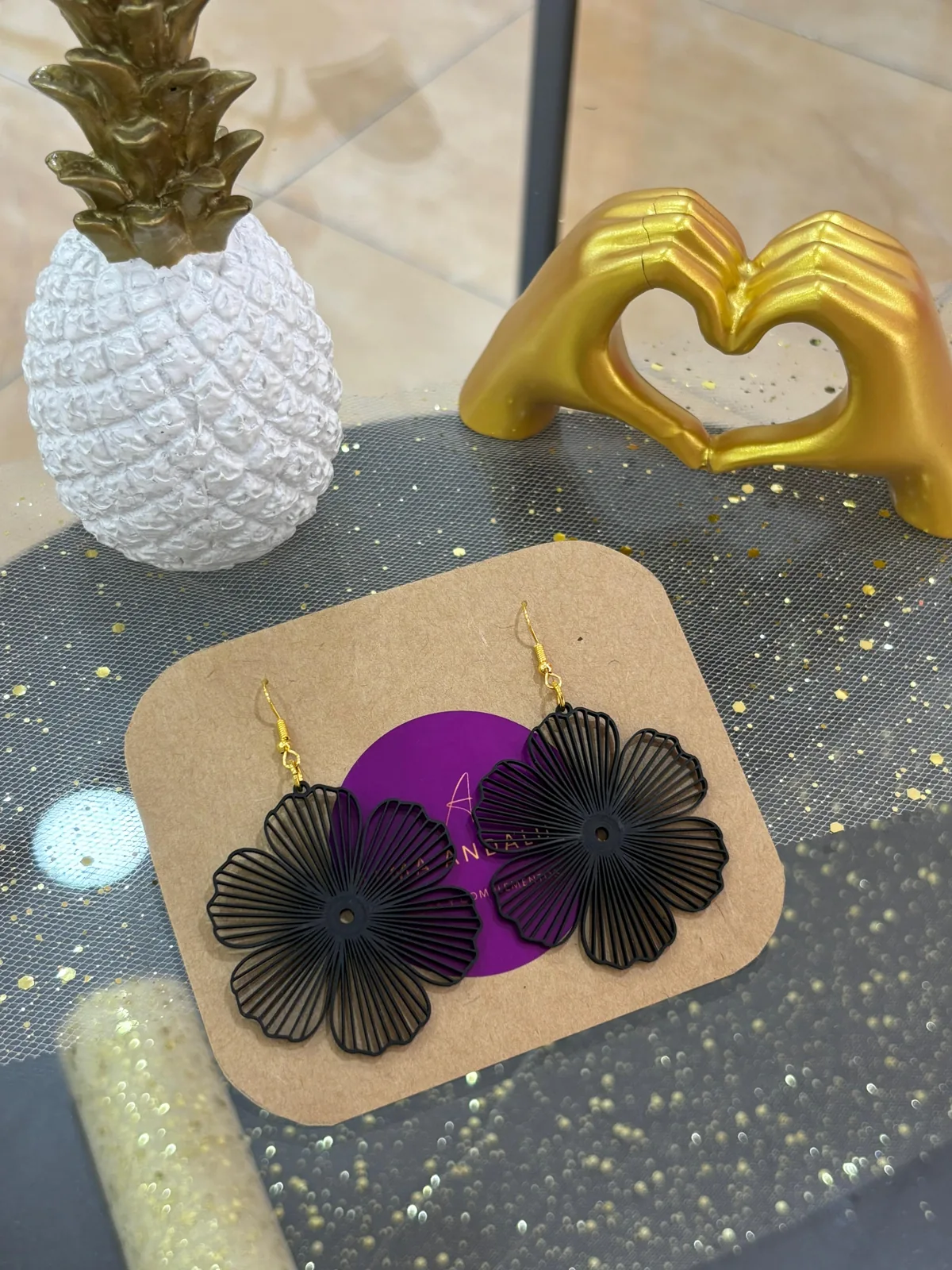 Aretes de flor calada impreso en 3D, foto 3