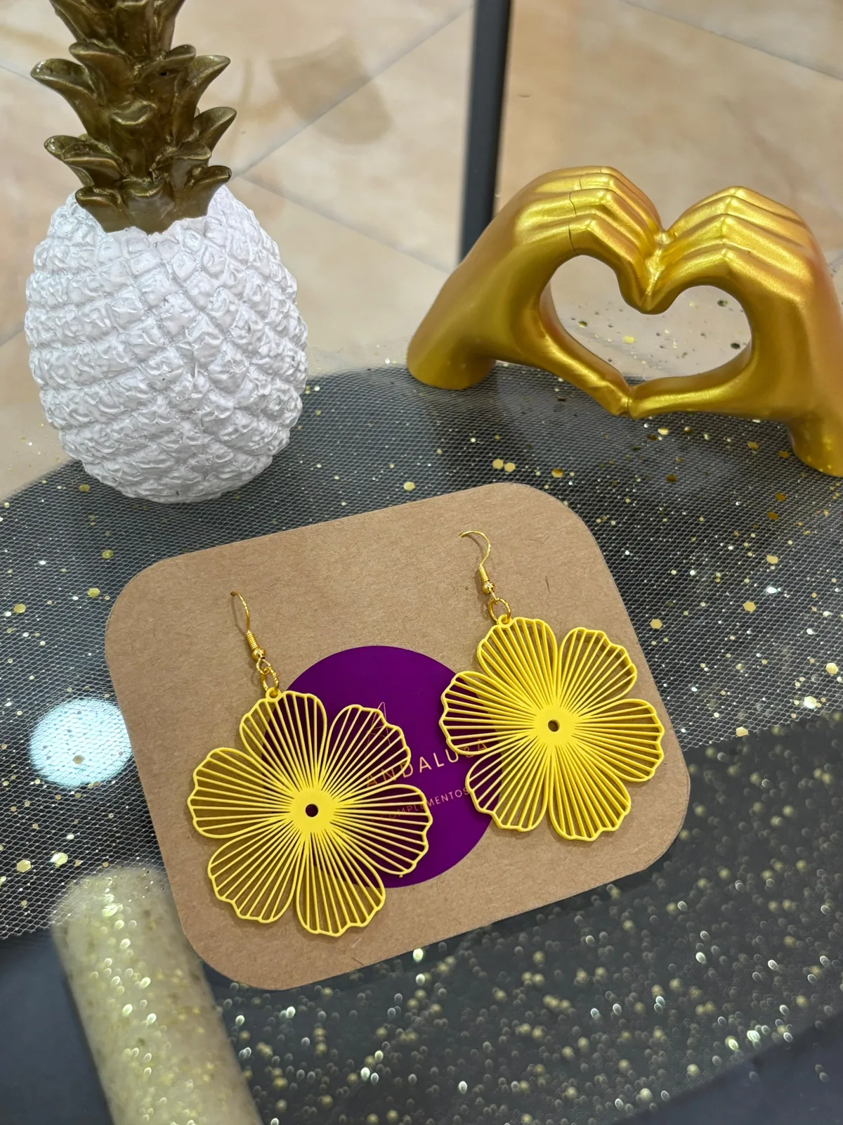 Aretes de flor calada impreso en 3D, foto 4