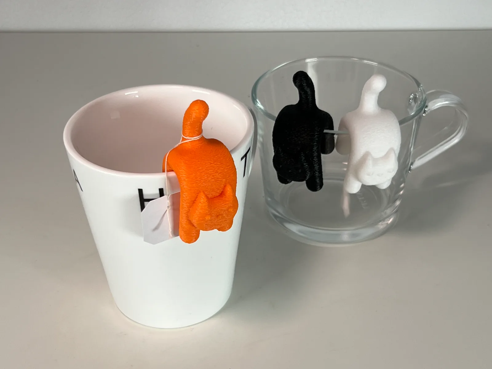 Suporte de saquinho de chá gatinho impresso em 3D, foto 3