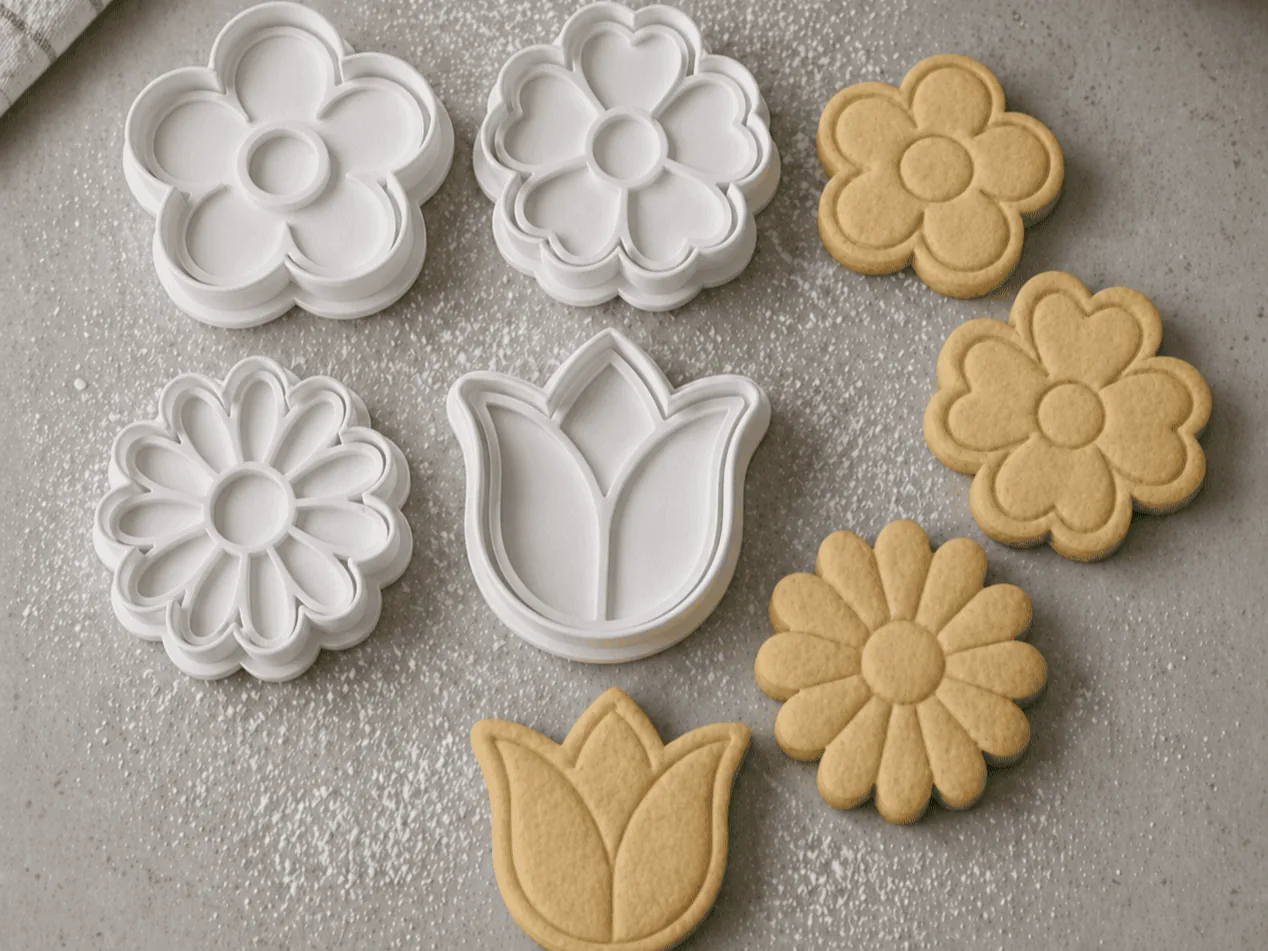 Cortadores de galletas flores con sello