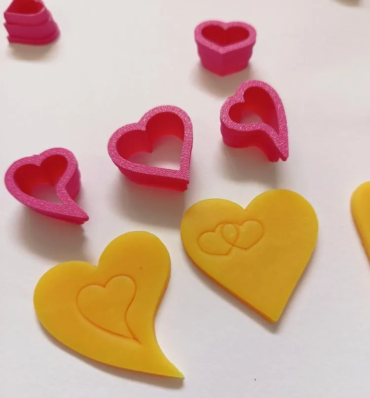 Set de cortadores de corazón con sello impreso en 3D, foto 3