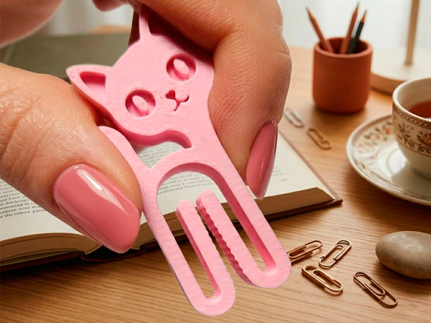 Gancho gatito para bolsas impreso en 3D, foto 3