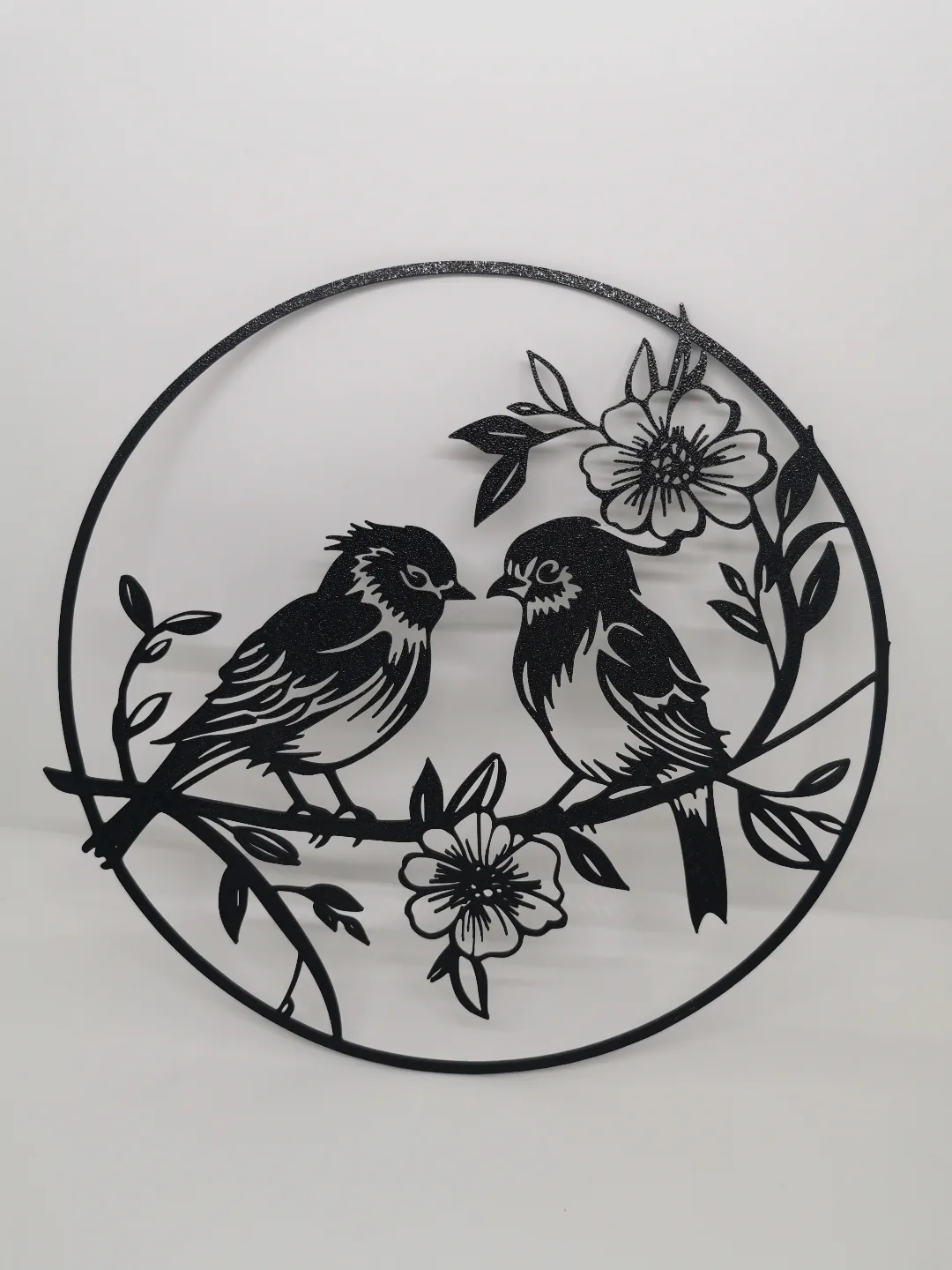 Pássaros com flores, arte de parede impresso em 3D, foto 3