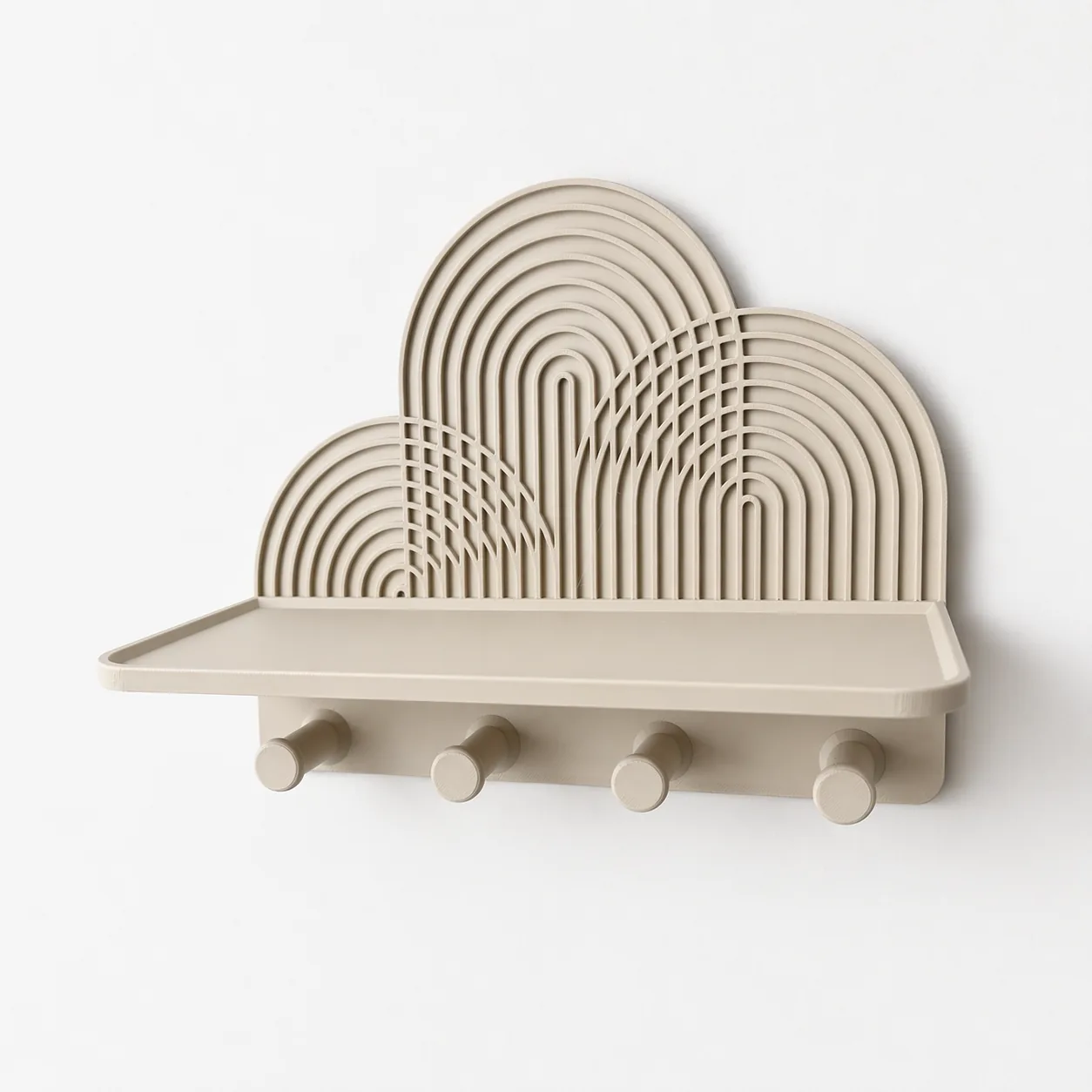 3D printed Entryway shelf with arches and hooks, photo 3