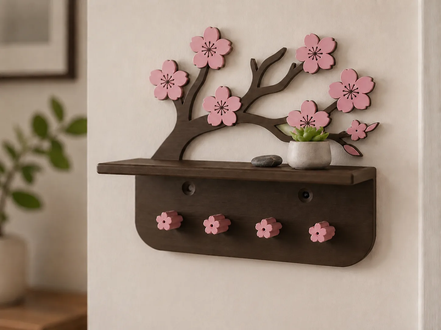 Repisa flor de cerezo con llavero