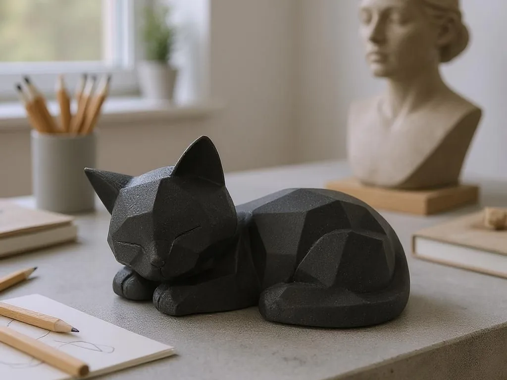 Gatito dormido low poly