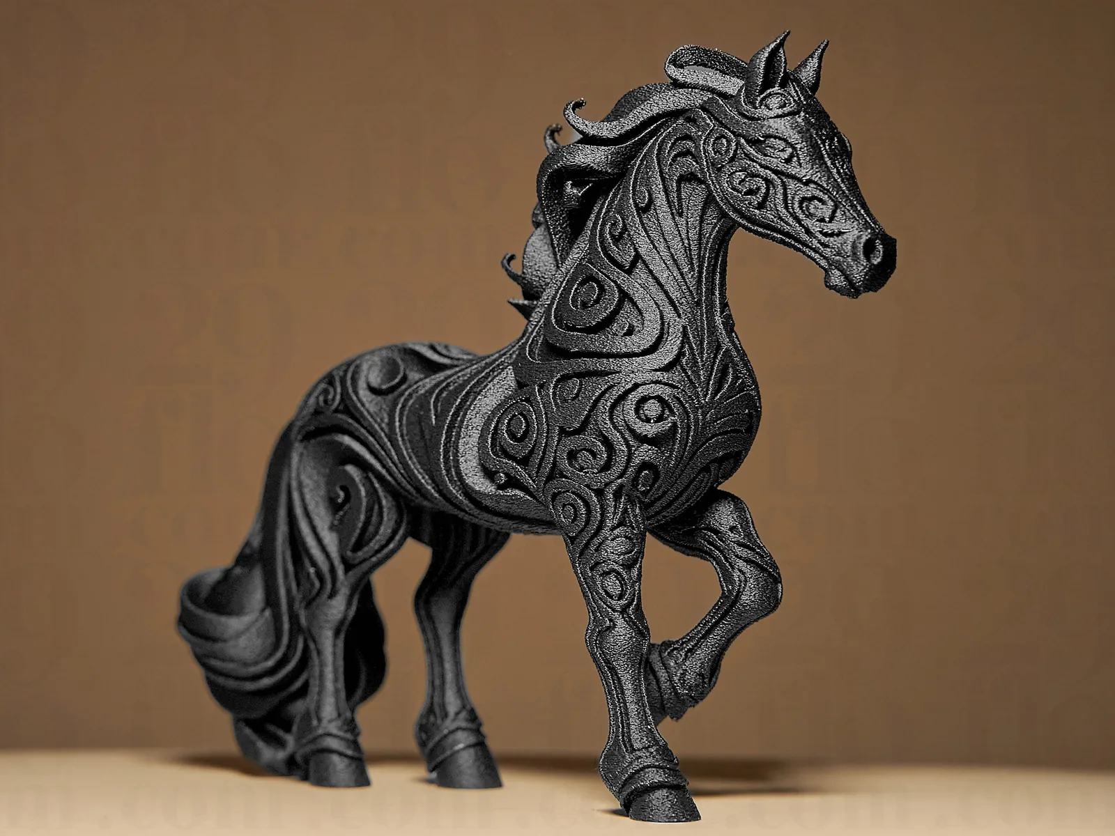Escultura de caballo con relieves impreso en 3D, foto 3