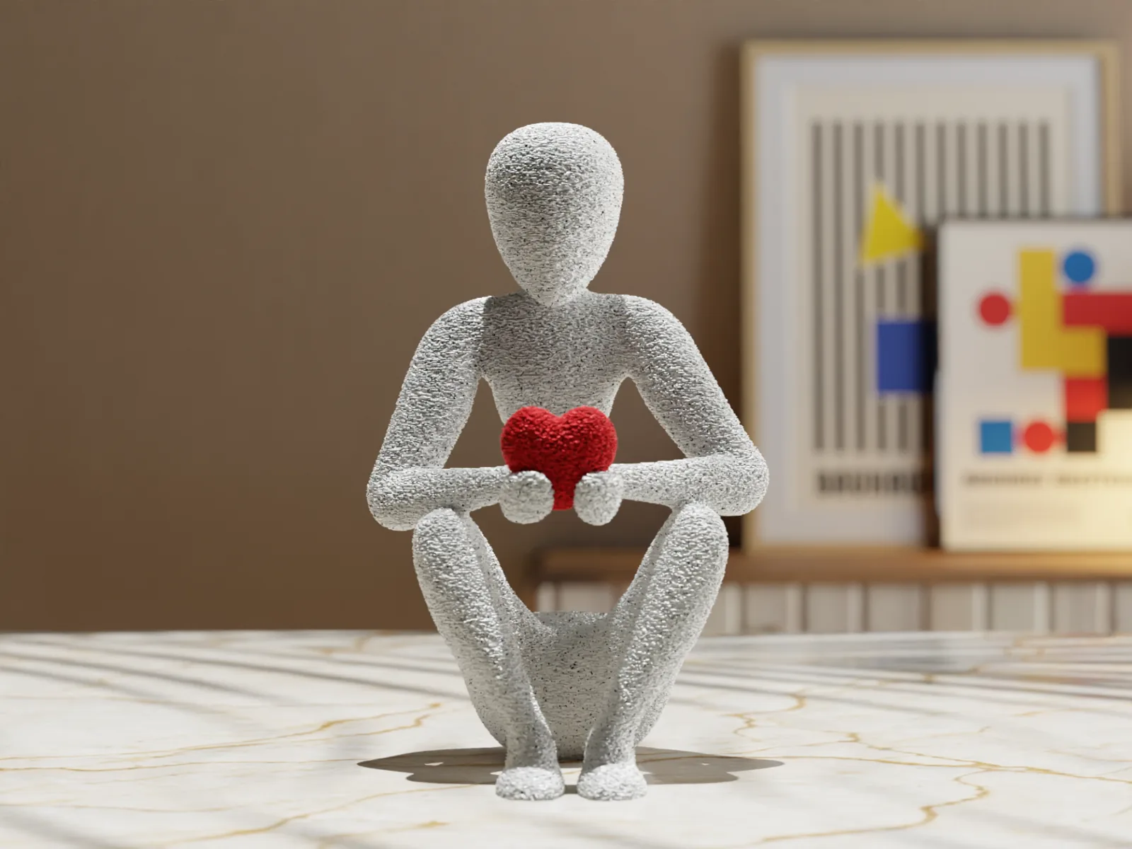 Escultura figura con corazón impreso en 3D, foto 3