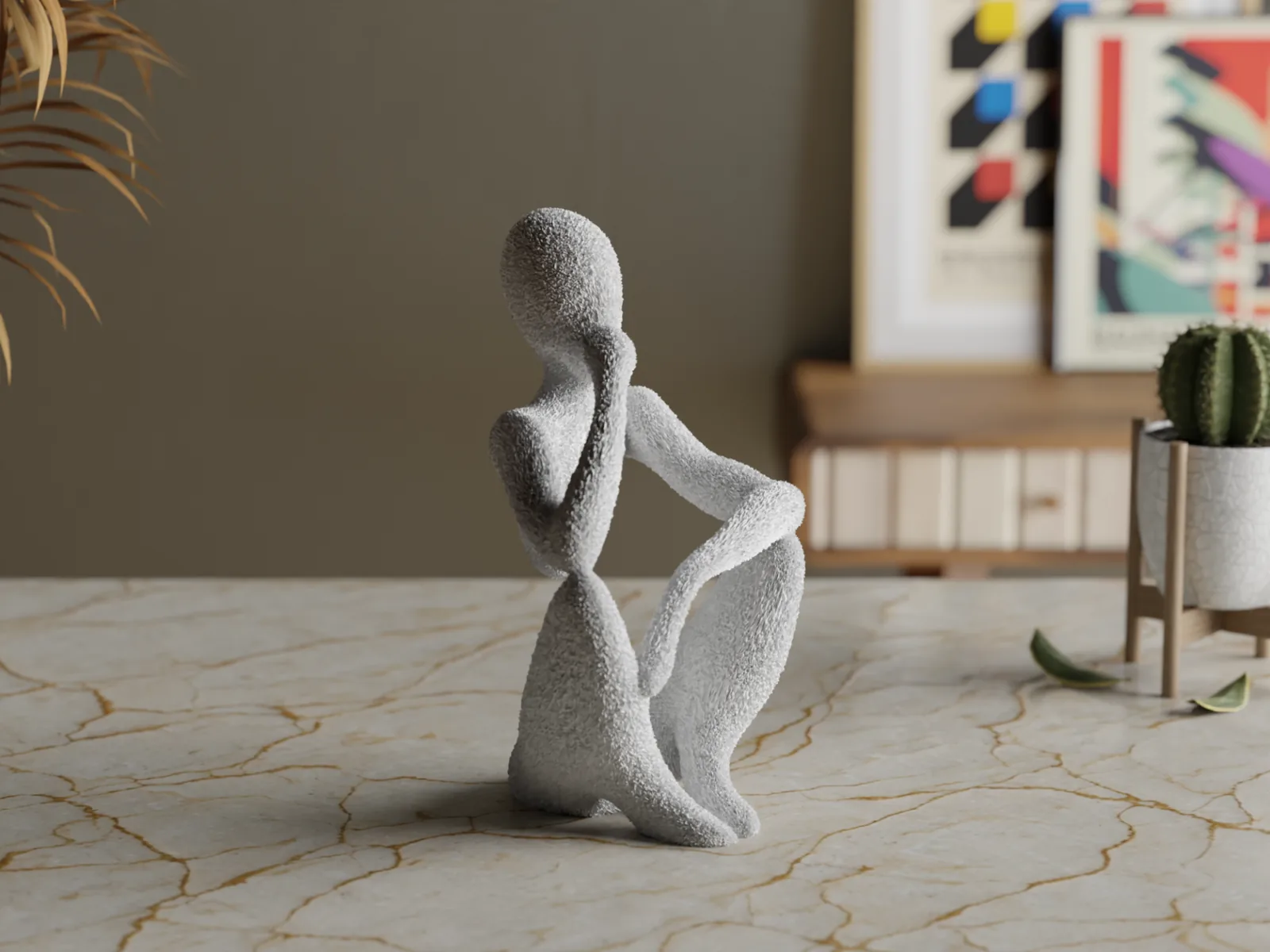 Escultura El Pensador minimalista impreso en 3D, foto 3