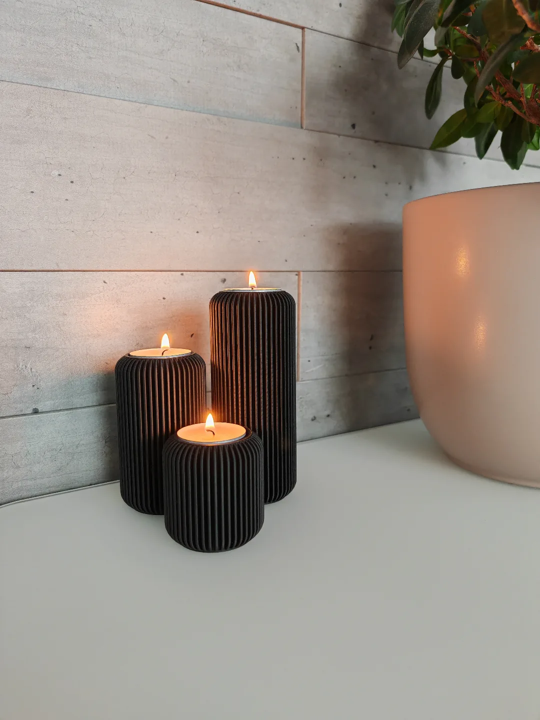 Porta-velas canelados impresso em 3D, foto 3