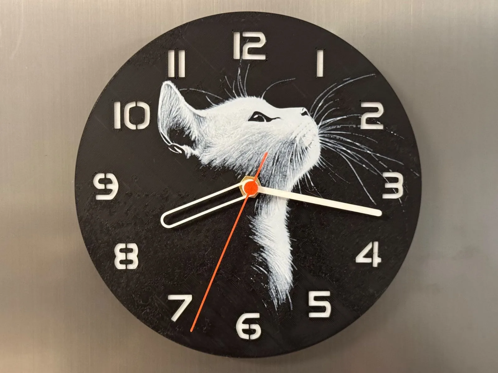 Reloj gato blanco impreso en 3D, foto 2