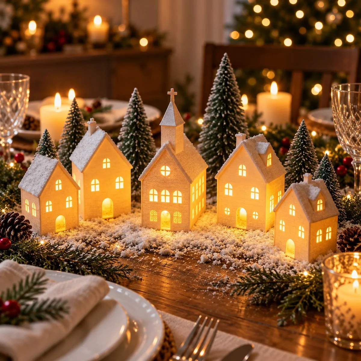 3D printed Little village of houses for LED tealights, photo 3