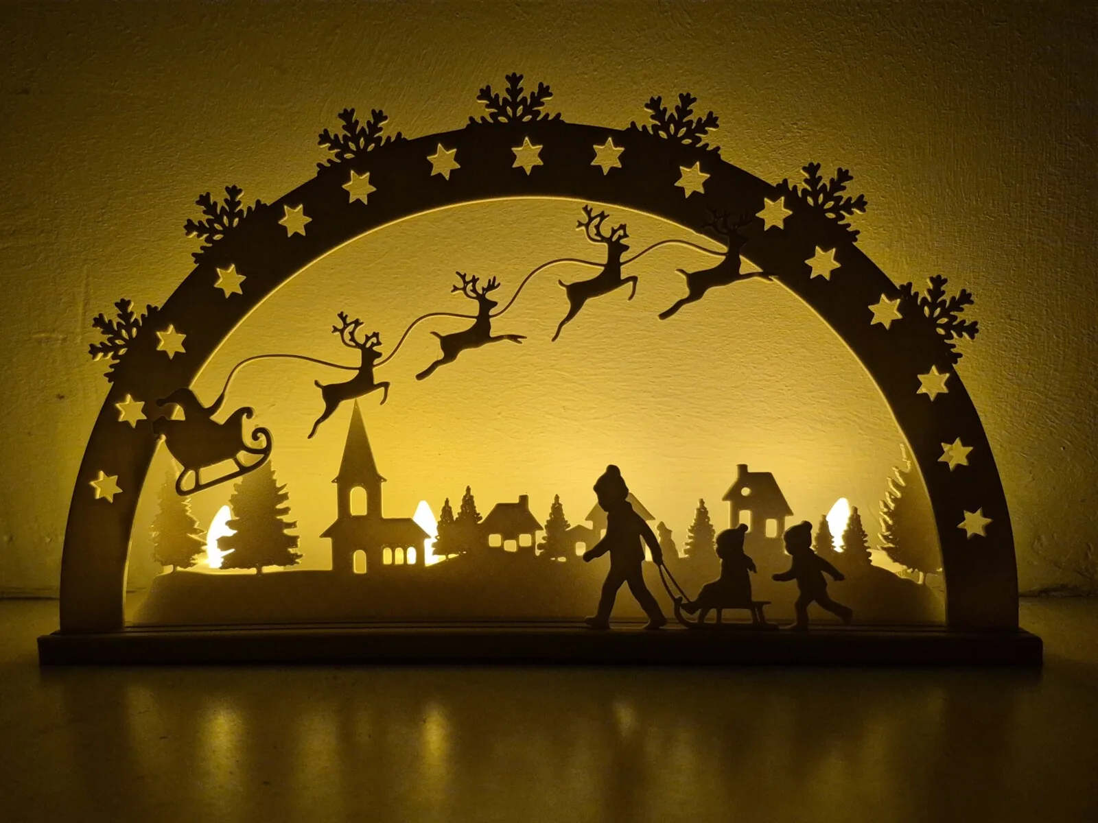 Arco luminoso com Papai Noel e trenó para vela LED impresso em 3D, foto 2
