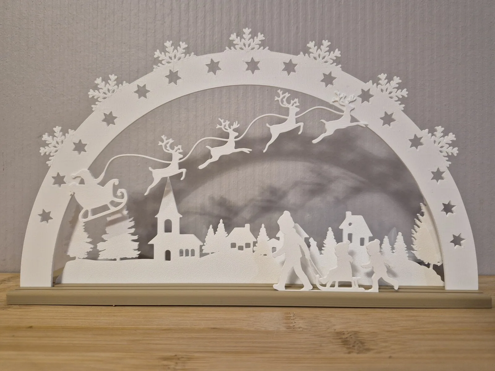 Arco luminoso com Papai Noel e trenó para vela LED impresso em 3D, foto 4