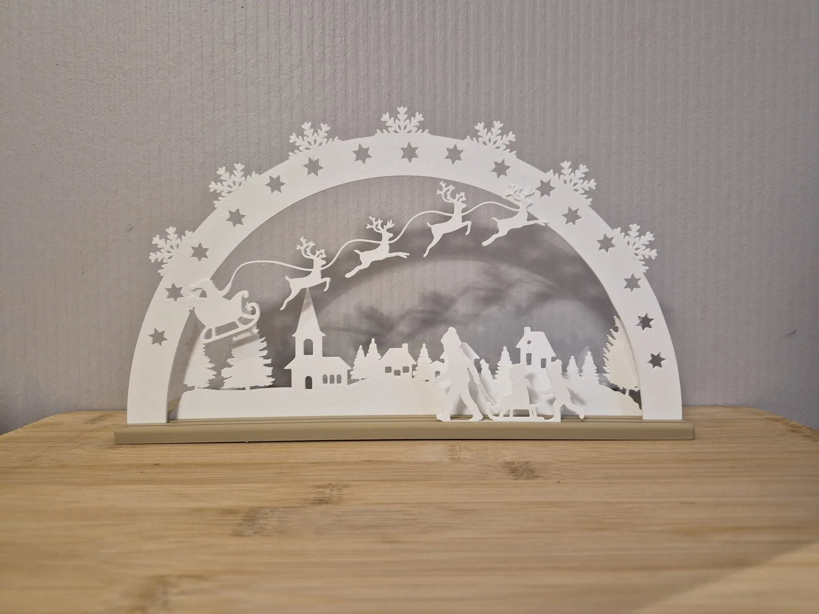 Arco luminoso com Papai Noel e trenó para vela LED impresso em 3D, foto 5