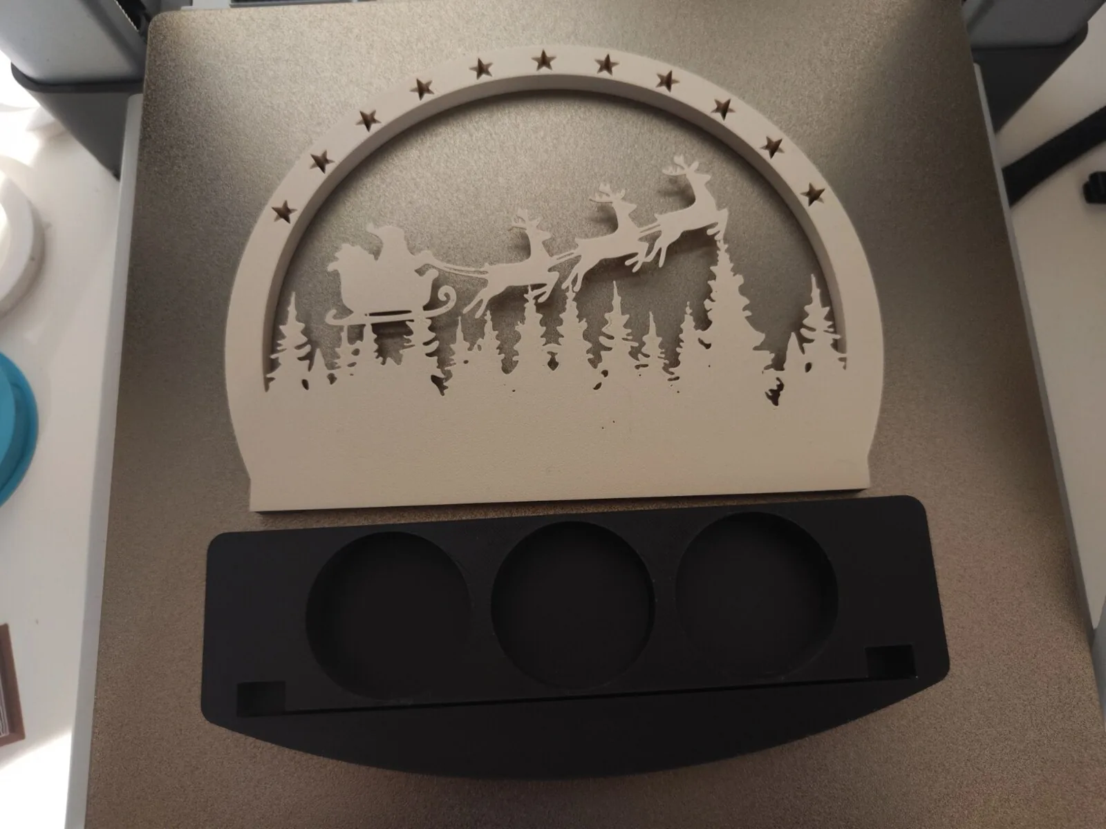 3D printed «Silent Night» arch with sleigh for LED tealight, photo 3