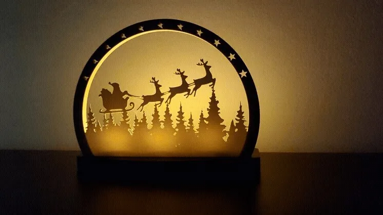 3D printed «Silent Night» arch with sleigh for LED tealight, photo 4