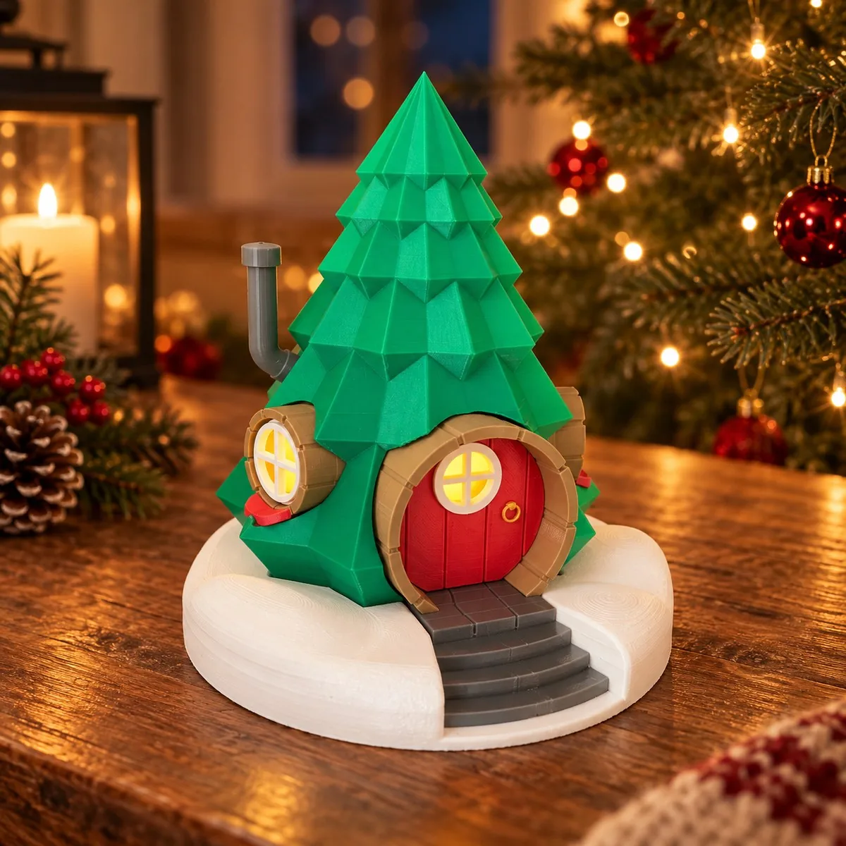 Casinha árvore de Natal para vela LED impresso em 3D, foto 4