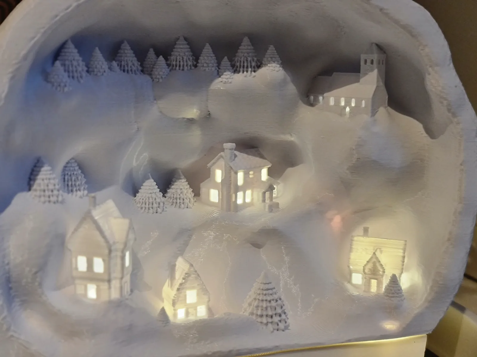 Christmas snowball town with lights