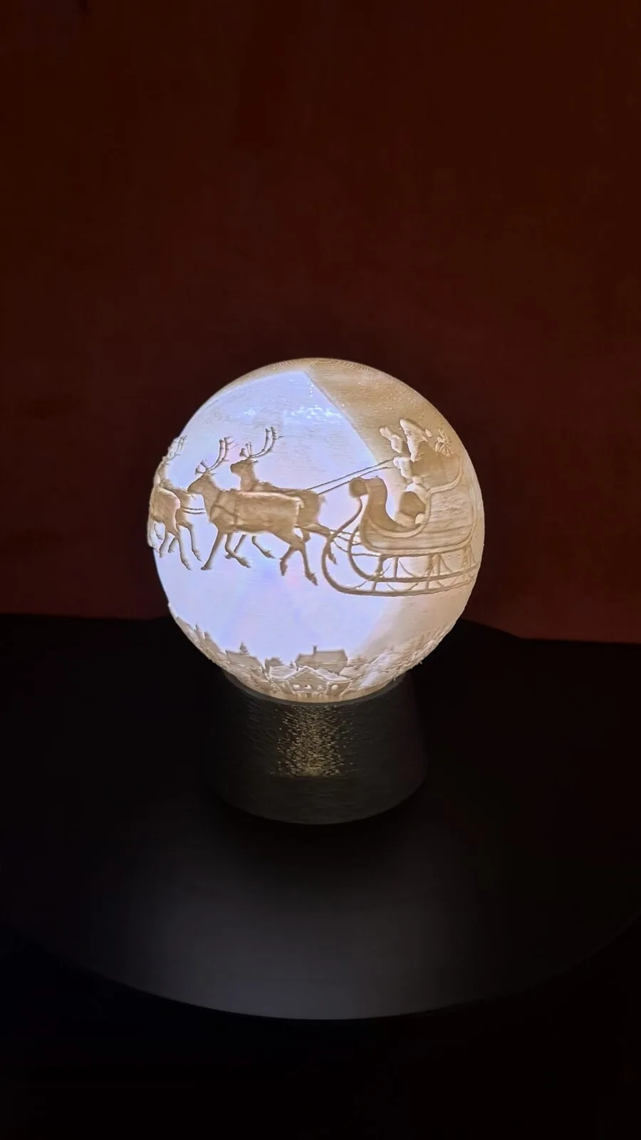 Esfera de litofania natalina com base para vela LED impresso em 3D, foto 4