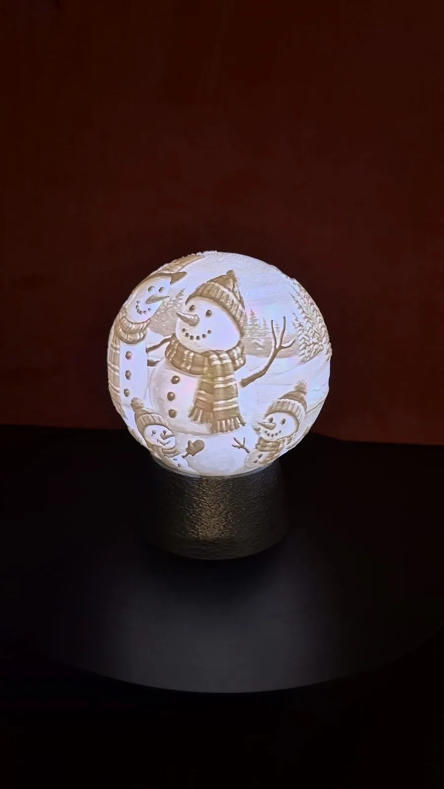 Esfera de litofania natalina com base para vela LED impresso em 3D, foto 5