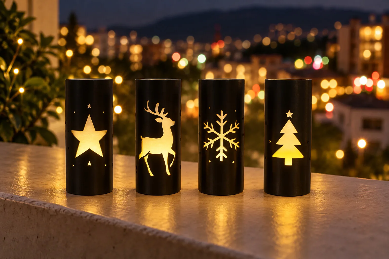 Black winter openwork cover for LED tealight (4 motifs)