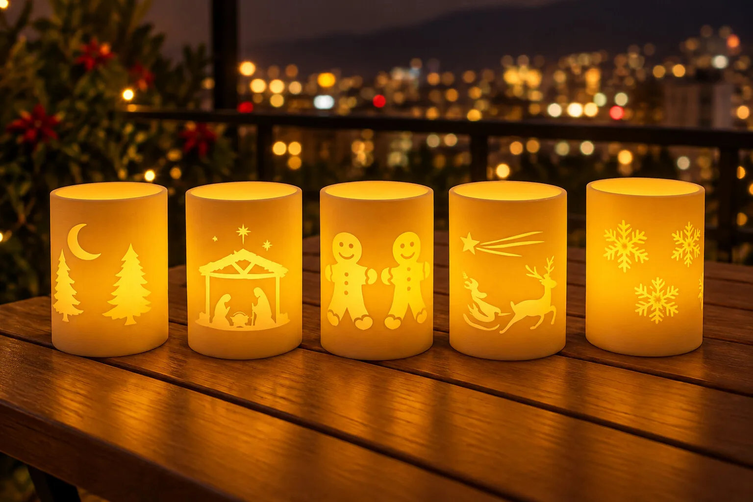 Funda luminosa navideña para vela LED (5 diseños) impreso en 3D