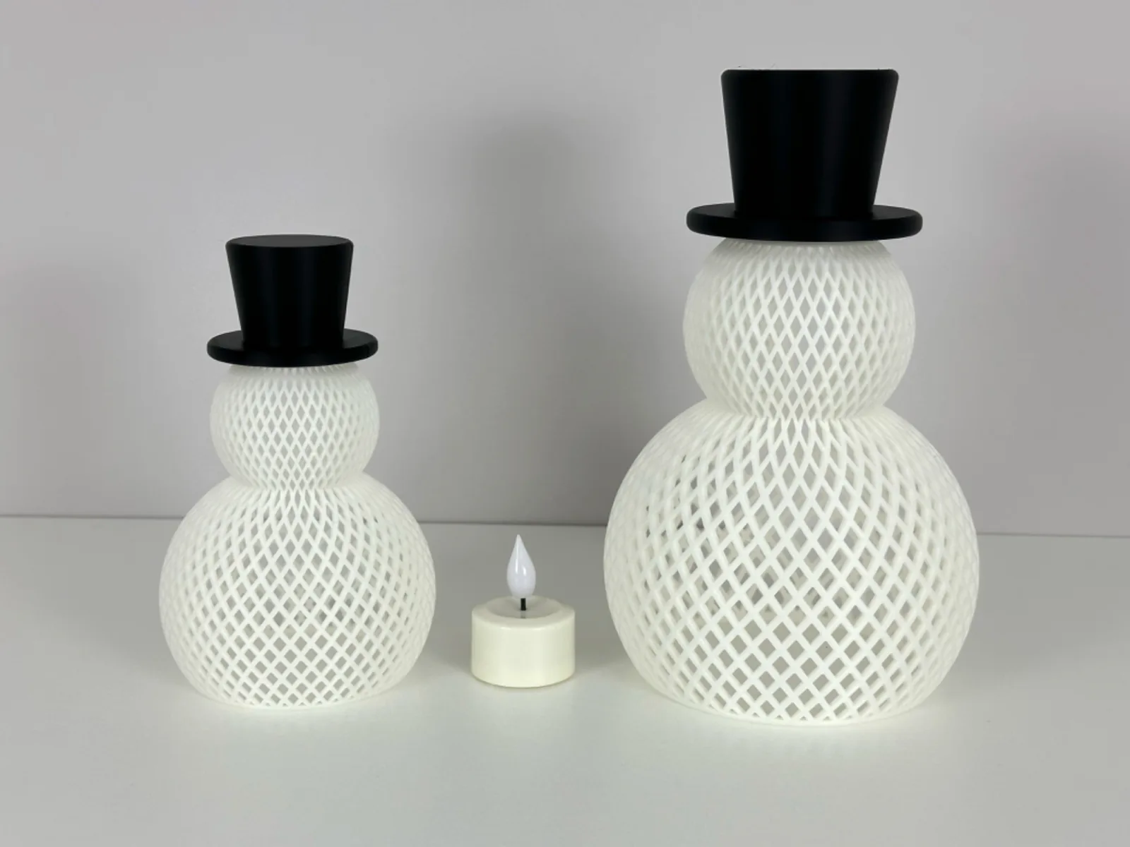 Boneco de neve vazado para vela LED impresso em 3D, foto 3