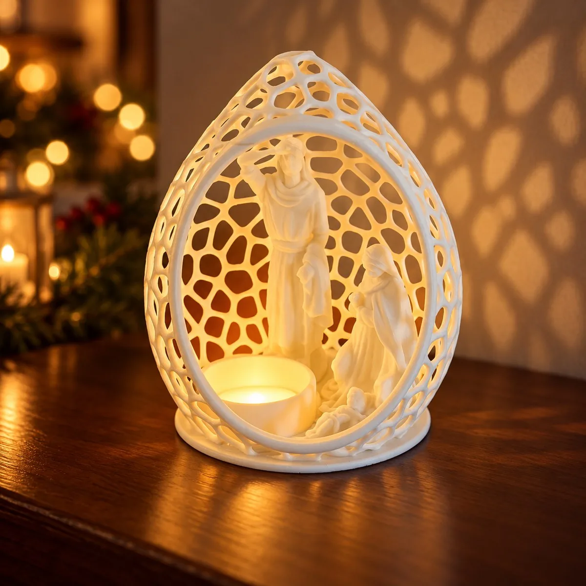 3D printed Voronoi egg nativity with light, photo 4