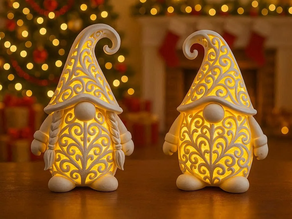 Openwork Gnome Couple for LED Candle