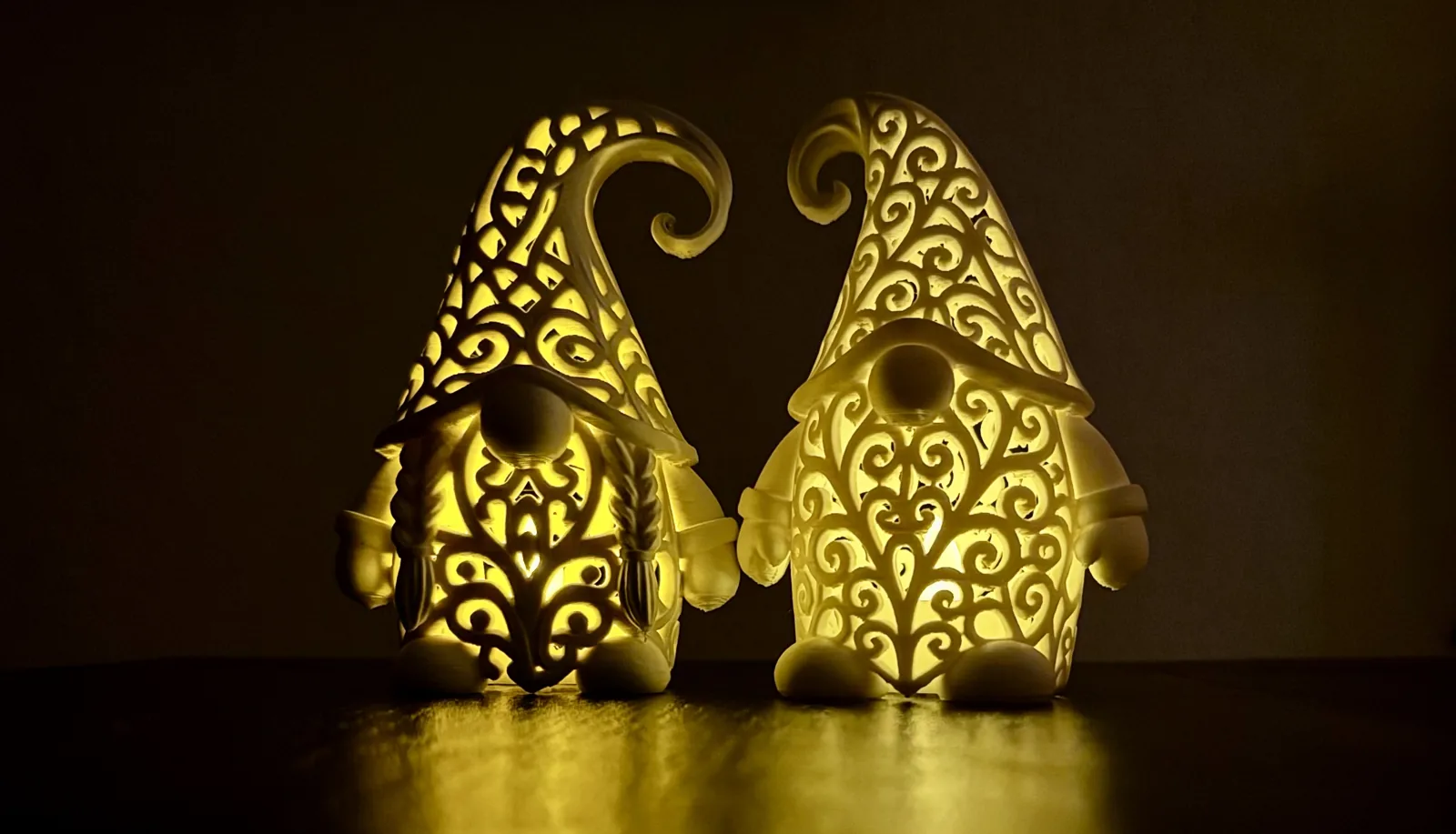 3D printed Openwork Gnome Couple for LED Candle, photo 3