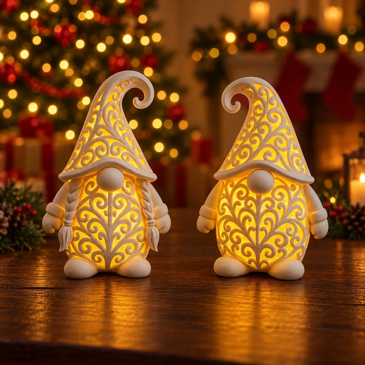 3D printed Openwork Gnome Couple for LED Candle, photo 4