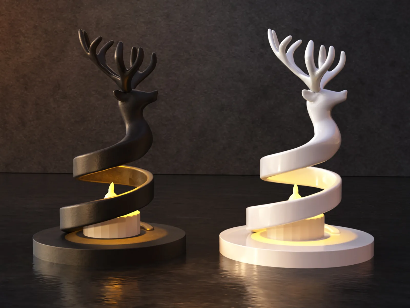 Spiral Reindeer for LED Candle