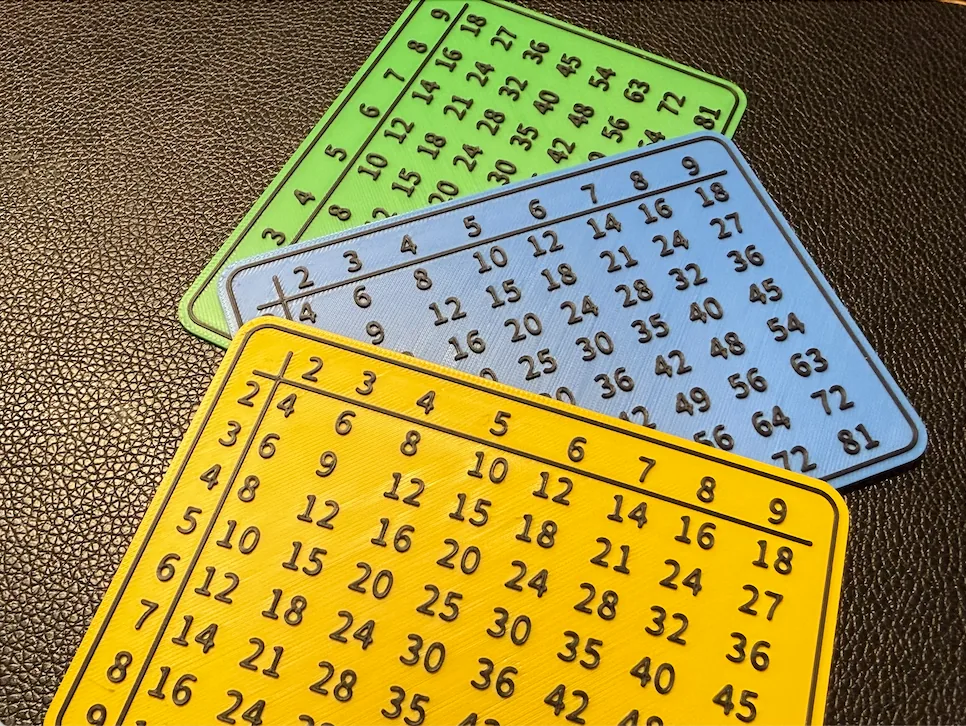 Tabla de multiplicar del 2 al 9 impreso en 3D, foto 3