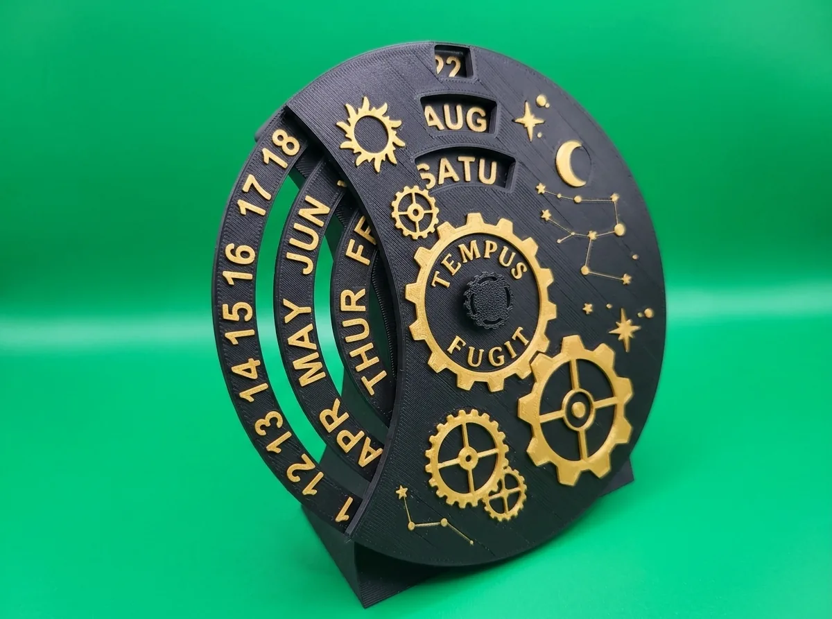 Calendario perpetuo de engranajes impreso en 3D, foto 3