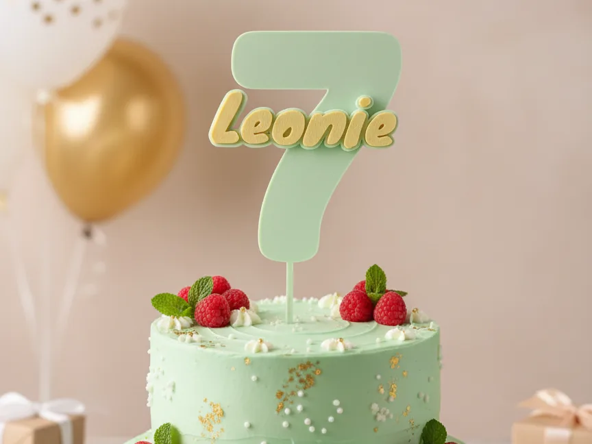 Topper de cumpleaños infantil con nombre y edad