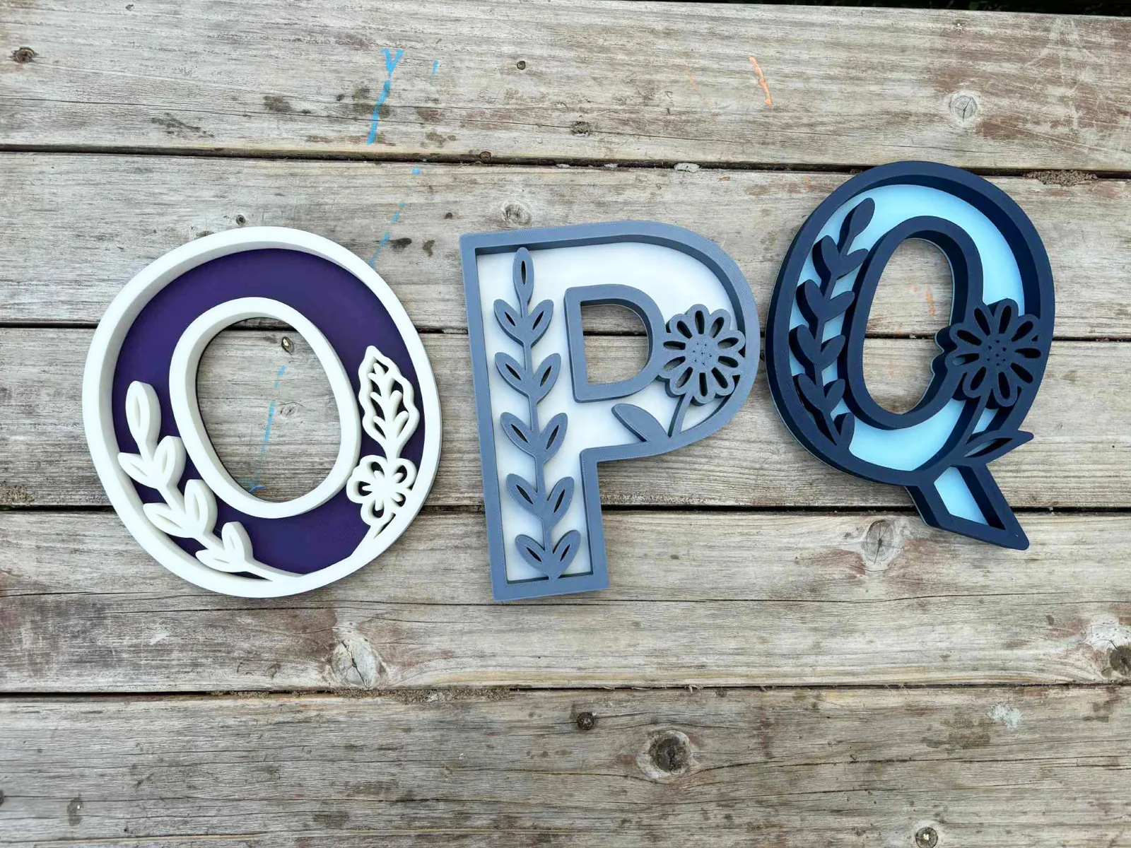 Letras decorativas con flores impreso en 3D, foto 6