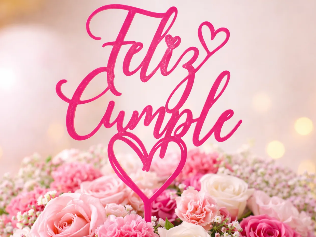 Topper “Feliz Cumple” con corazón