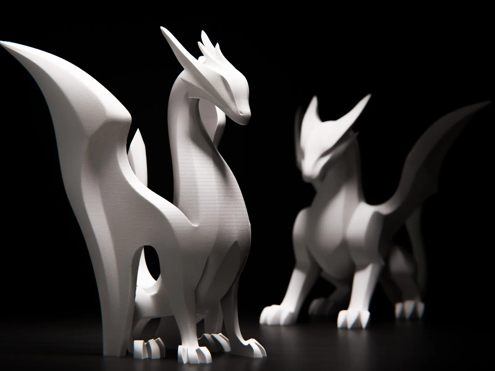 Dragón minimalista impreso en 3D, foto 3