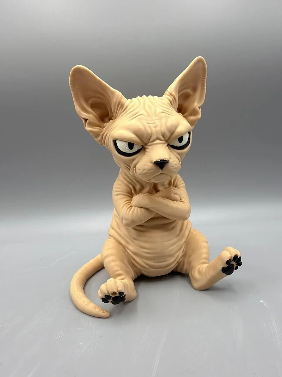 Gato esfinge gruñón impreso en 3D, foto 3