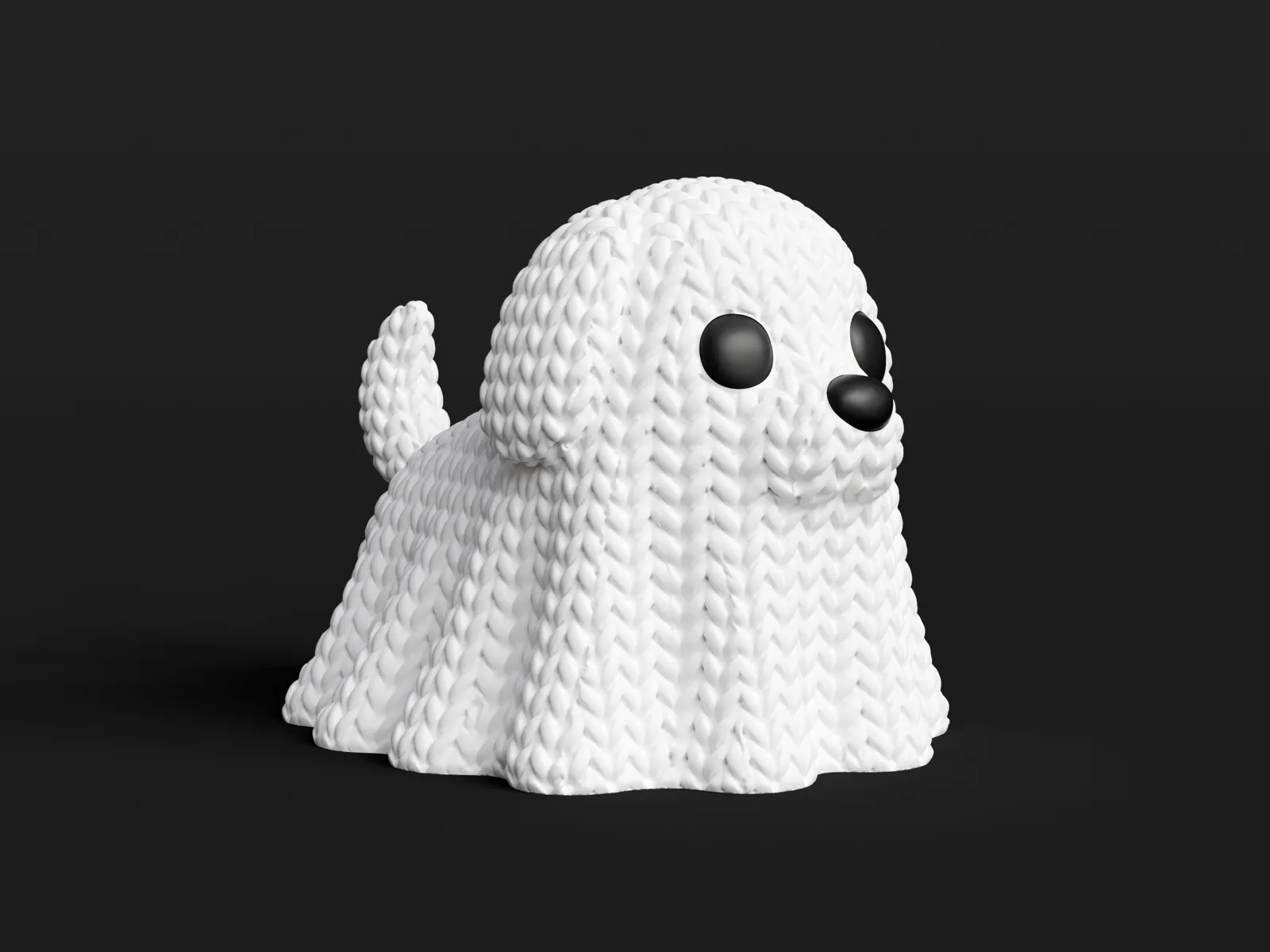Perrito fantasma tejido impreso en 3D, foto 3
