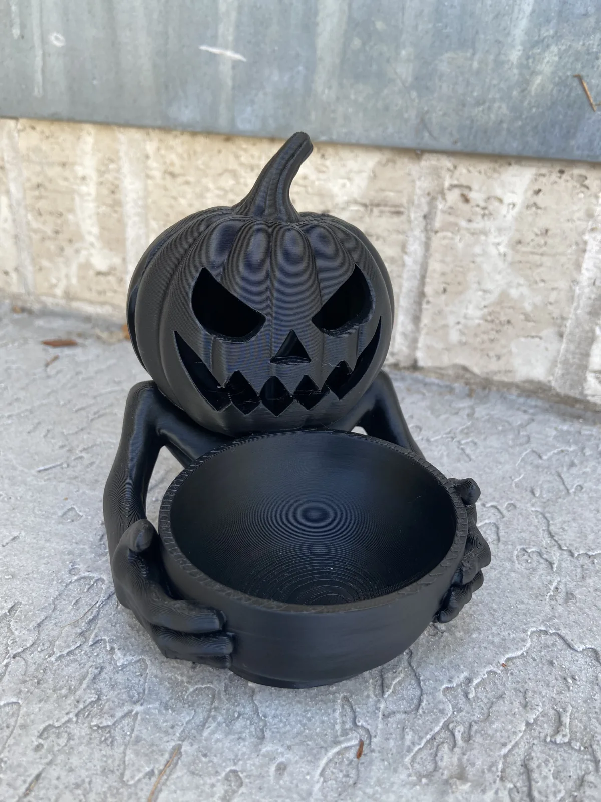 Skeleton-Hand Pumpkin Candy Bowl