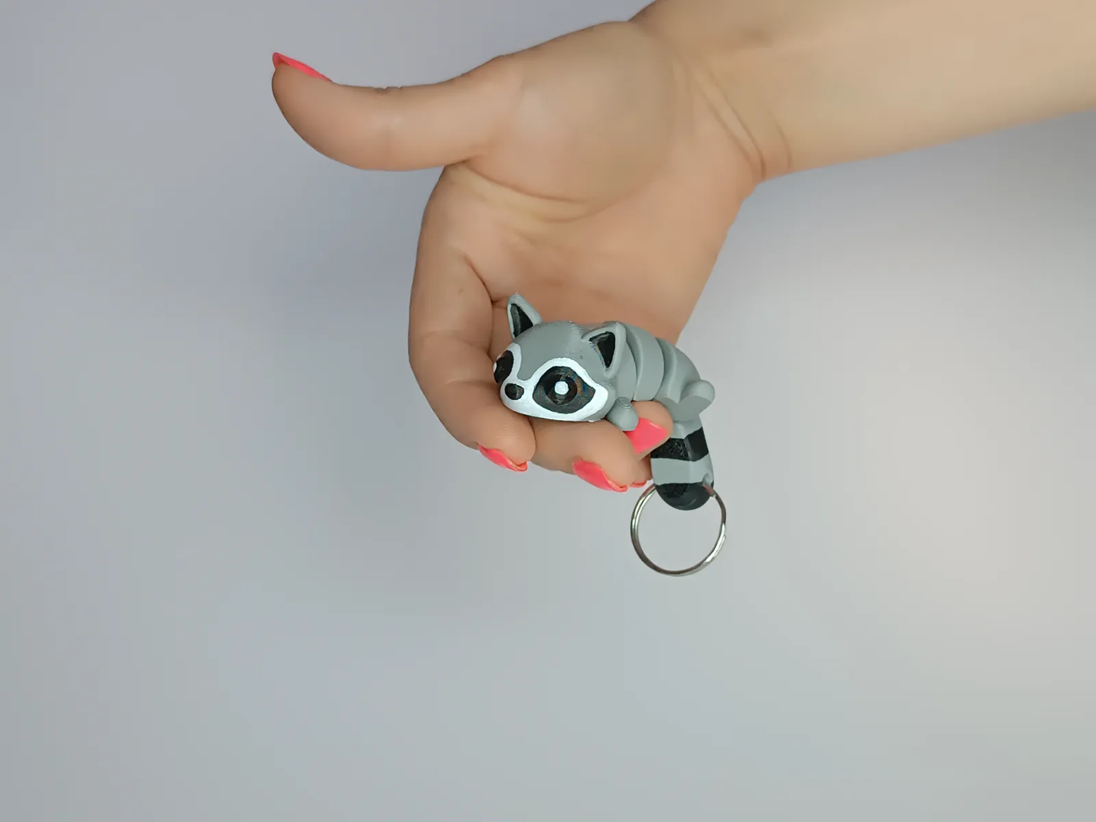 Mapache flexible llavero impreso en 3D, foto 3