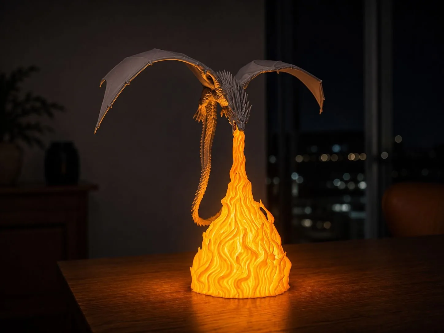 Lámpara dragón de fuego