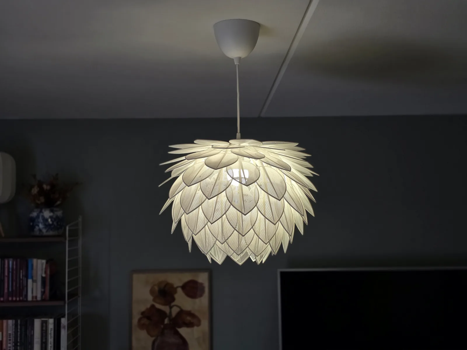 Luminária pendente de folhas impresso em 3D, foto 3