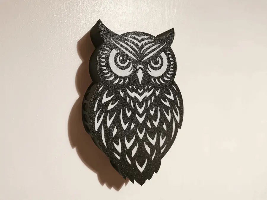Lámpara de pared búho impreso en 3D