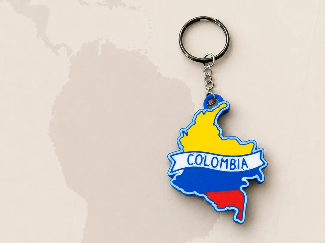Llavero mapa de Colombia impreso en 3D