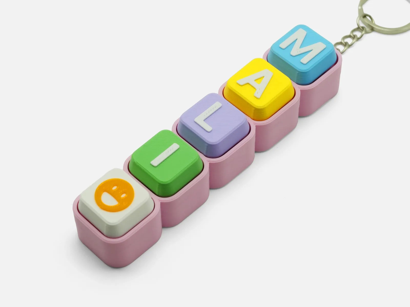 Chaveiro clicker com letras impresso em 3D, foto 3