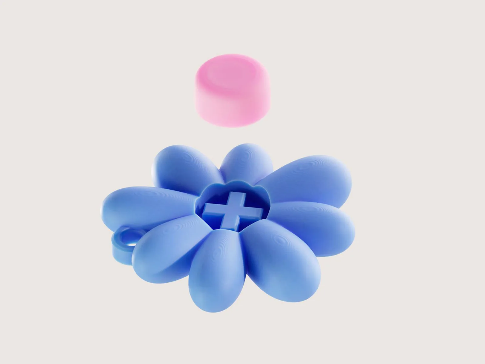 Llavero flor de dos colores impreso en 3D, foto 4