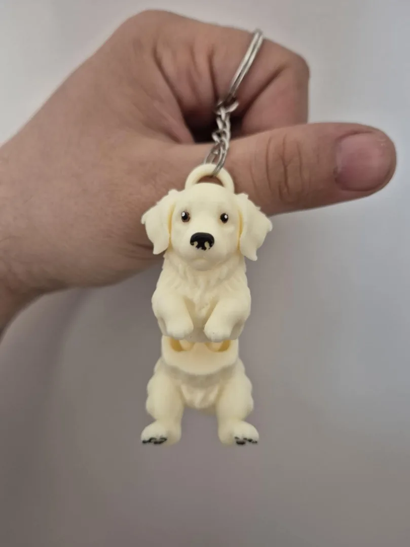 Llavero golden retriever impreso en 3D, foto 3